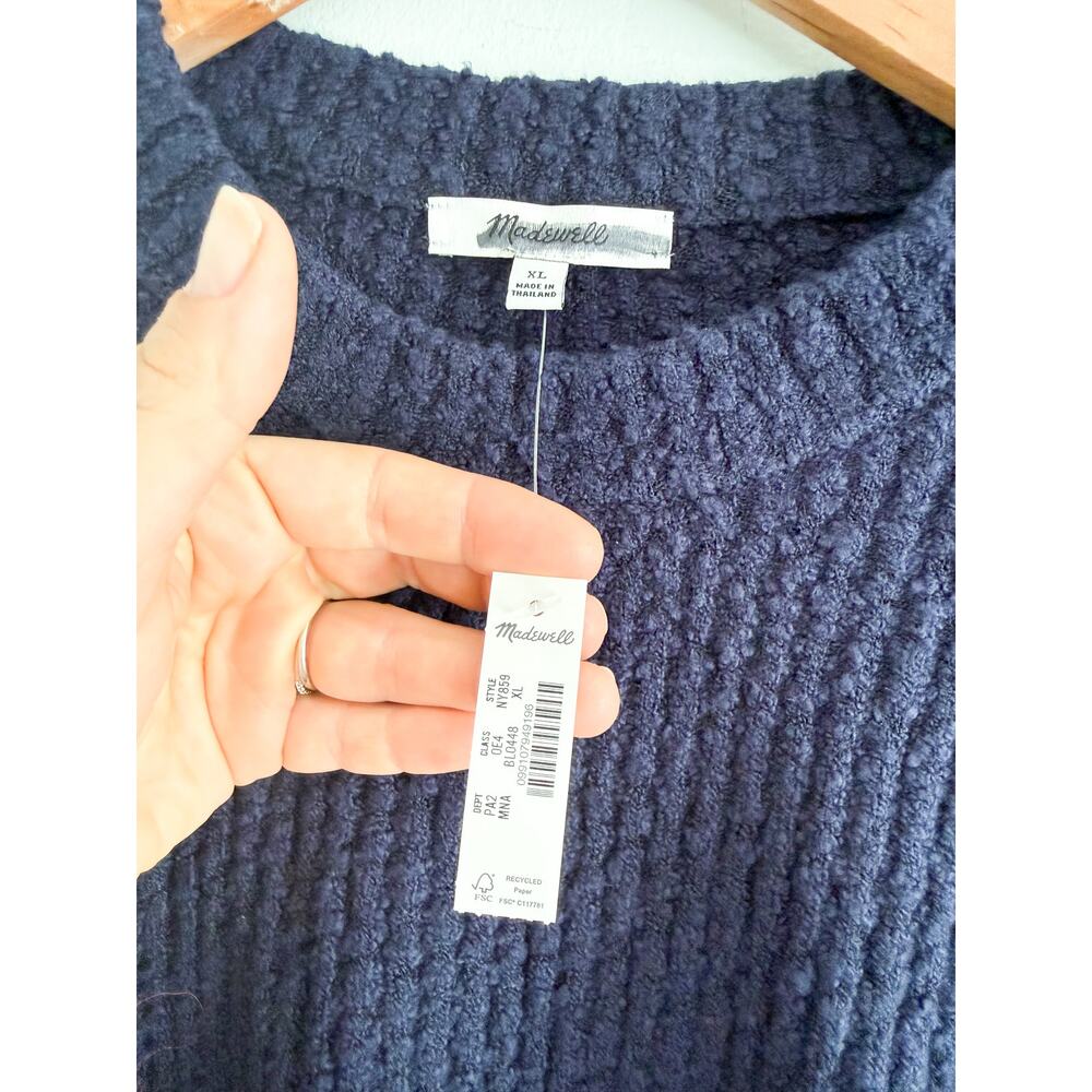 Madewell | NWT Bouclé Knit Crewneck Sweater Midnight Navy | Sz XL - Picture 6 of 10